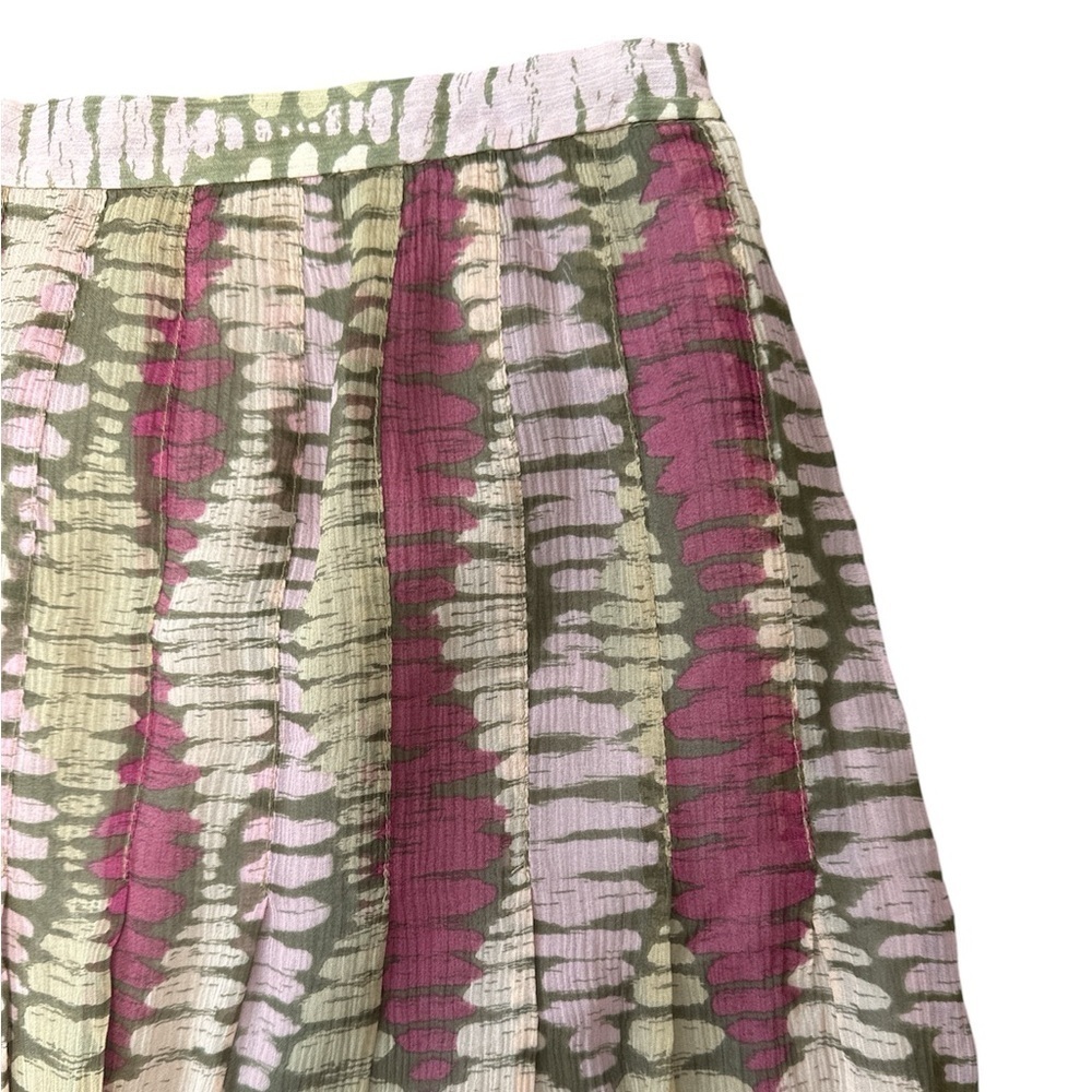 Alfani 100% Silk Pleated Knee Length Skirt Pink Green Zipper Closure size 8P - Picture 4 of 12